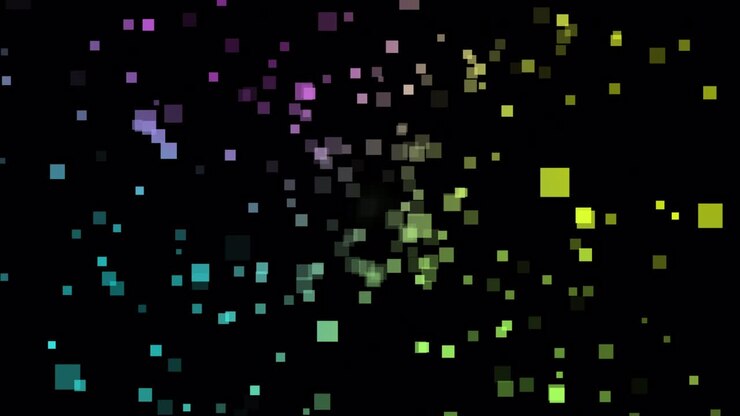 Animazione in loop di quadrati colorati scintillanti che vengono rilasciati
