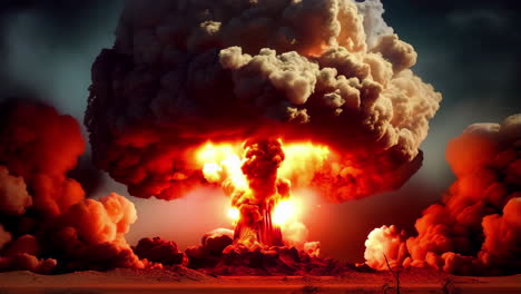 explosión nuclear en forma de un gran hongo