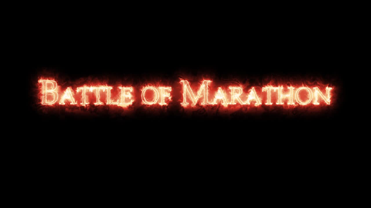 Battle of Marathon written with fire. Loop
