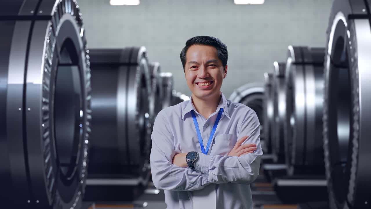 제조 시설에서 미소 짓는 엔지니어