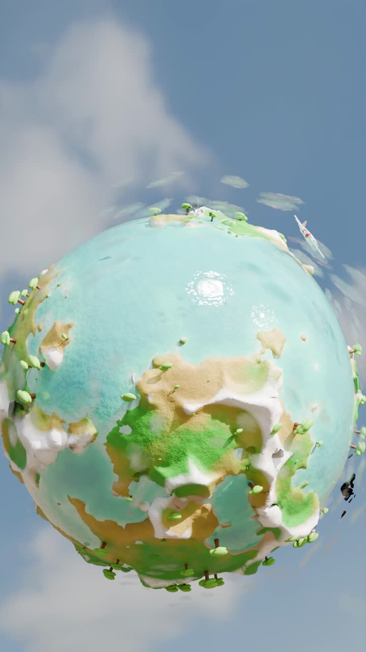 jolie caricature 3d de la terre avec un avion