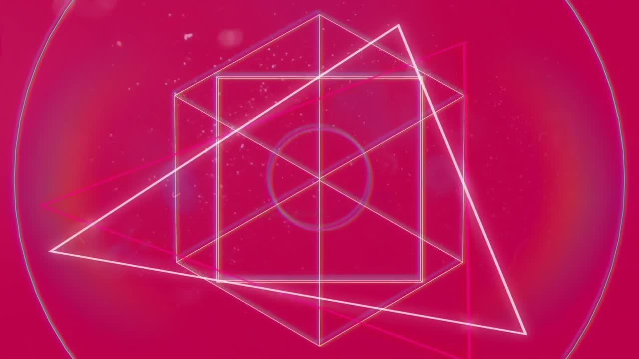 animación de formas geométricas en fondo rojo