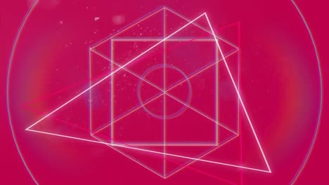 Animation-of-geometric-shapes-in-red-background