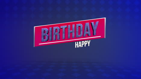 texto moderno de feliz cumpleaños en degradado azul con patrón geométrico