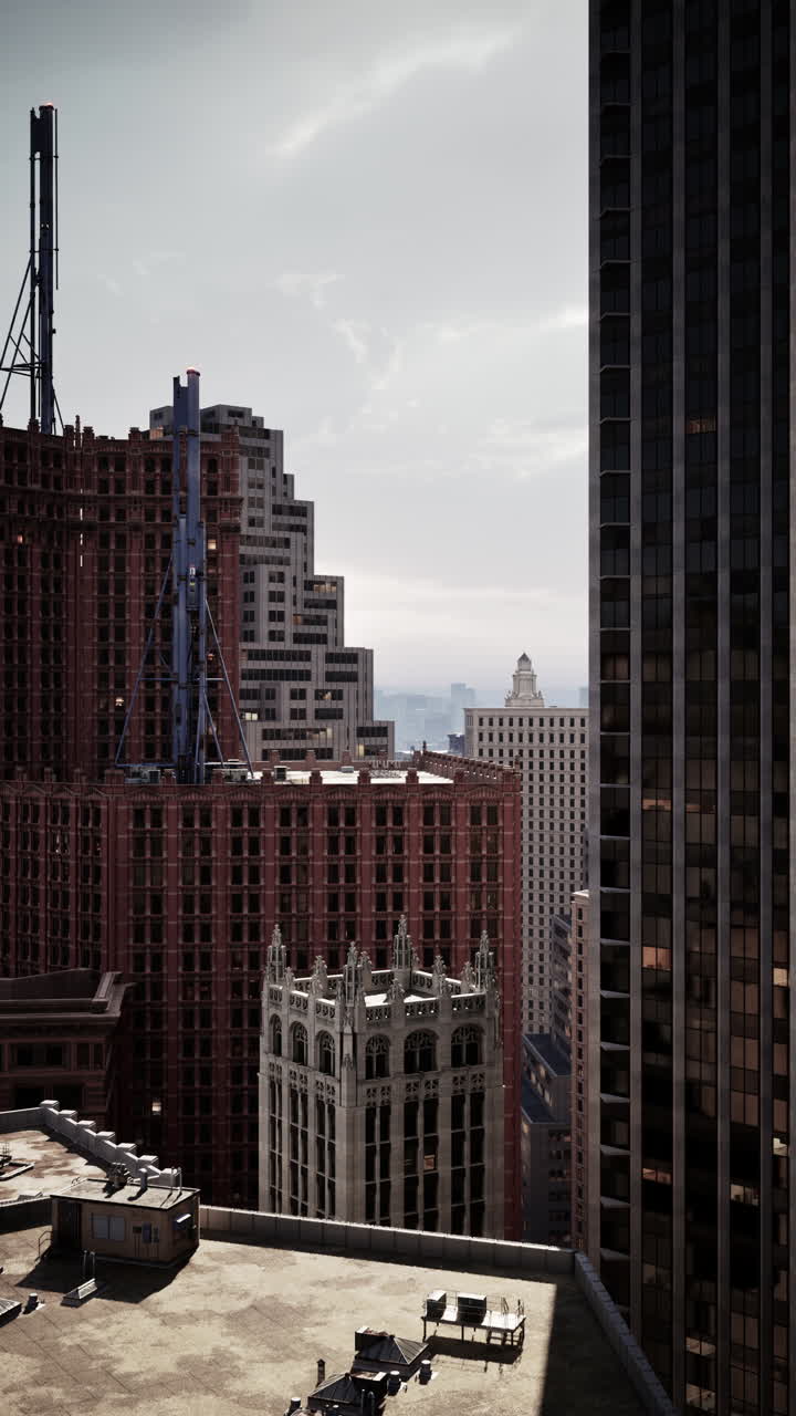 고층 건물 에서 도시 풍경 을 볼 수 있다