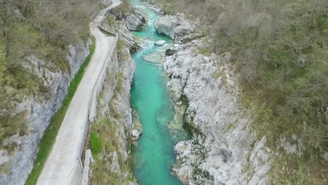 aerial view of soca river. slovenia