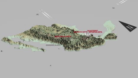 mapa de terreno en 3d de méxico