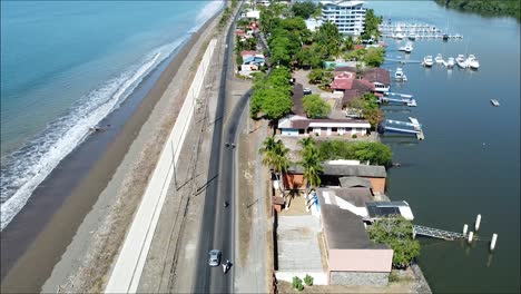 many motorcycles on the road by the sea, costa rica, puntarenas, pura vida, long street, beach