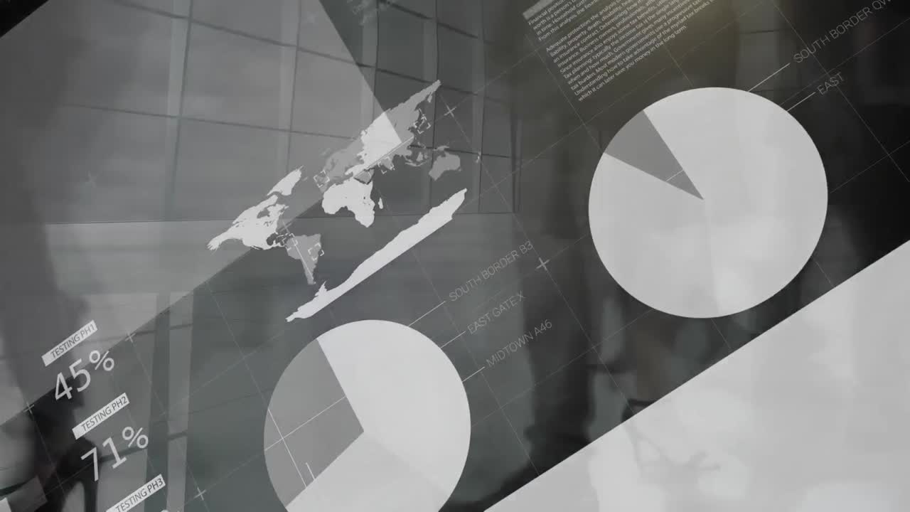 Animation of data processing in grey background