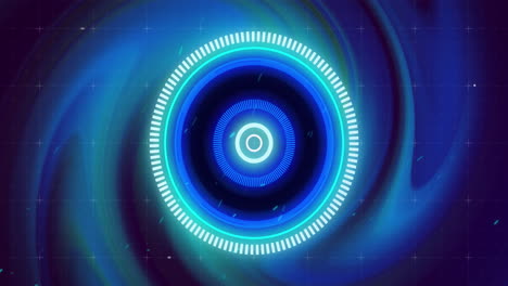 blue data loading ring and interference over glowing green and blue lights
