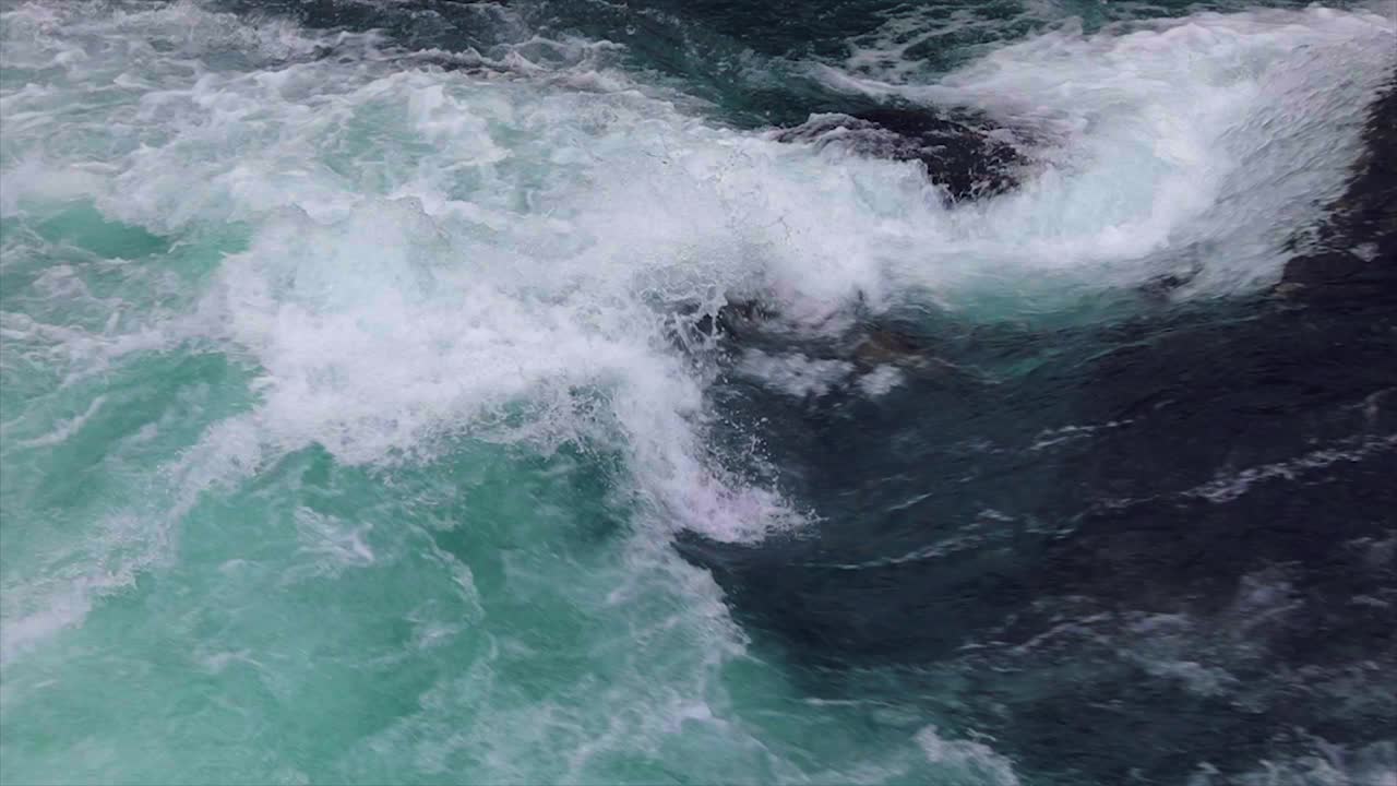 Mountain river water with slow motion closeup