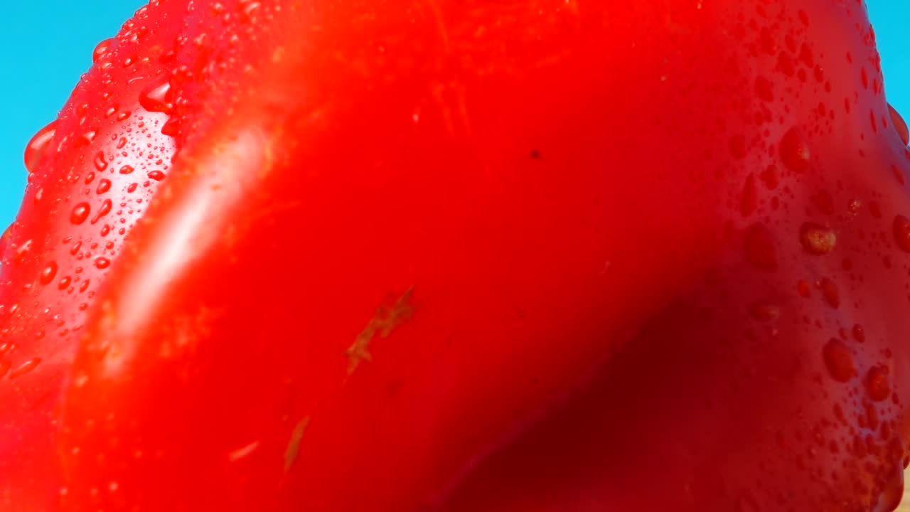 Sweet red pepper. Shooting in the movement