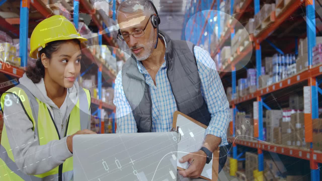 animación del procesamiento de datos sobre las personas que trabajan en el almacén