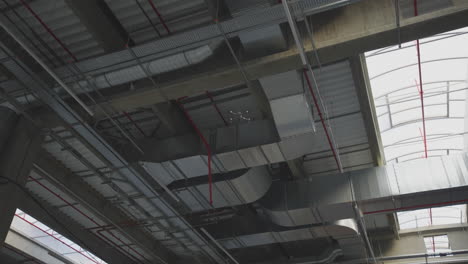 quadcopter inside industrial building