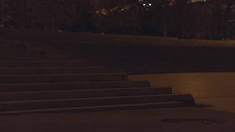 nighttime park stairs