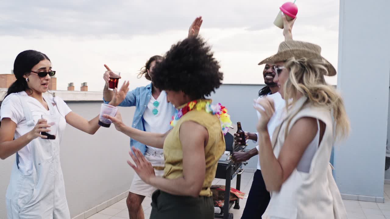 People enjoying a rooftop party