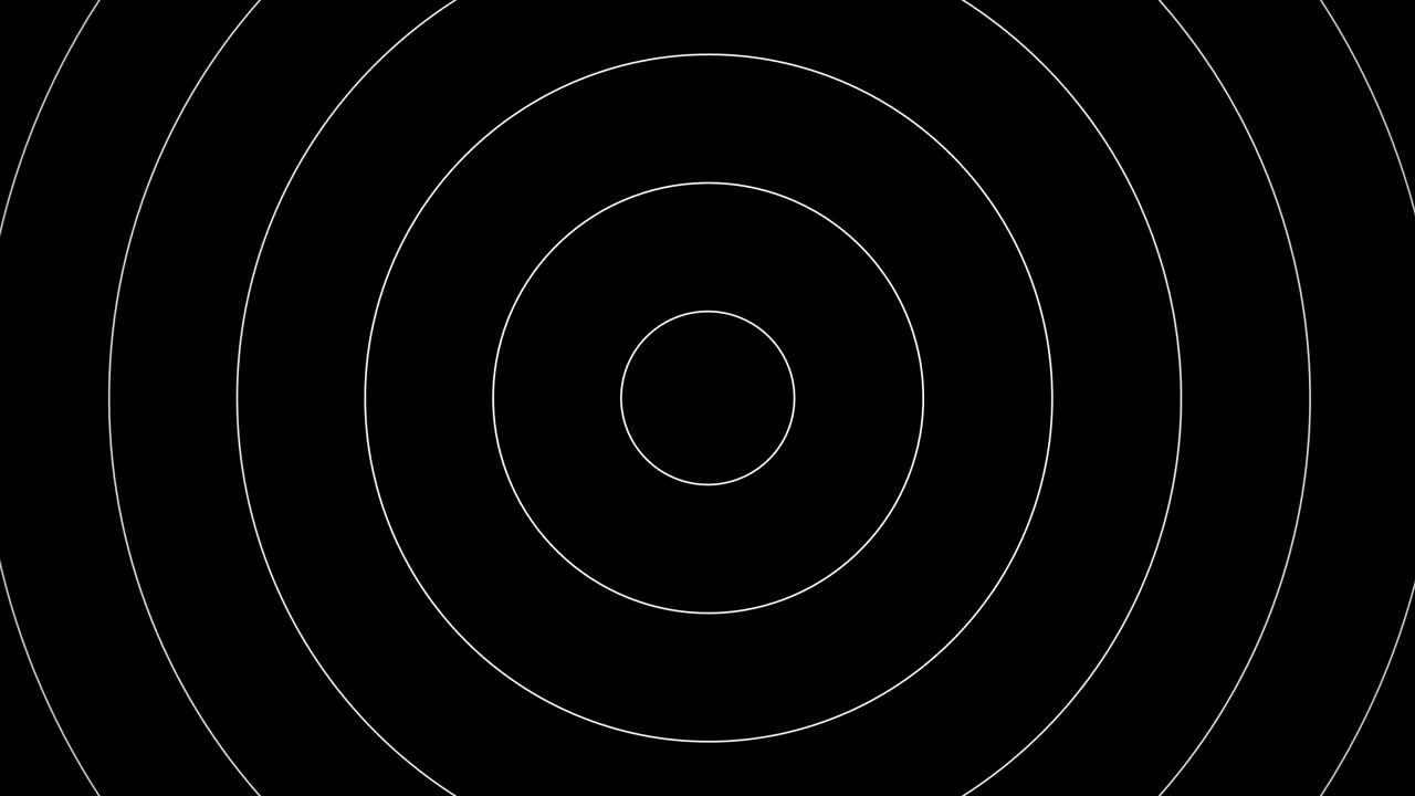 movimiento circular blanco se extiende desde el punto central sobre fondo negro, abstracto