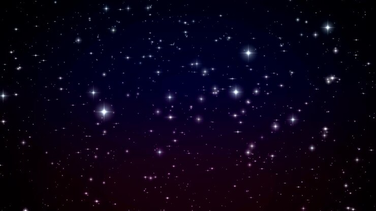 Estrelas brilhantes no espaço profundo. Animação em loop. Noite bonita com brilhos cintilantes.