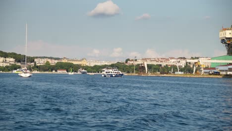 Excursion-boat-in-the-Adriatic-Sea-off-the-coast-of-Pula