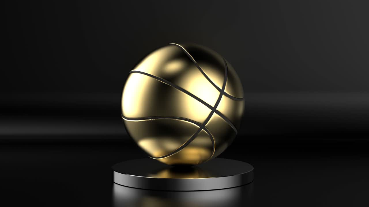 golden basketball ball on black background