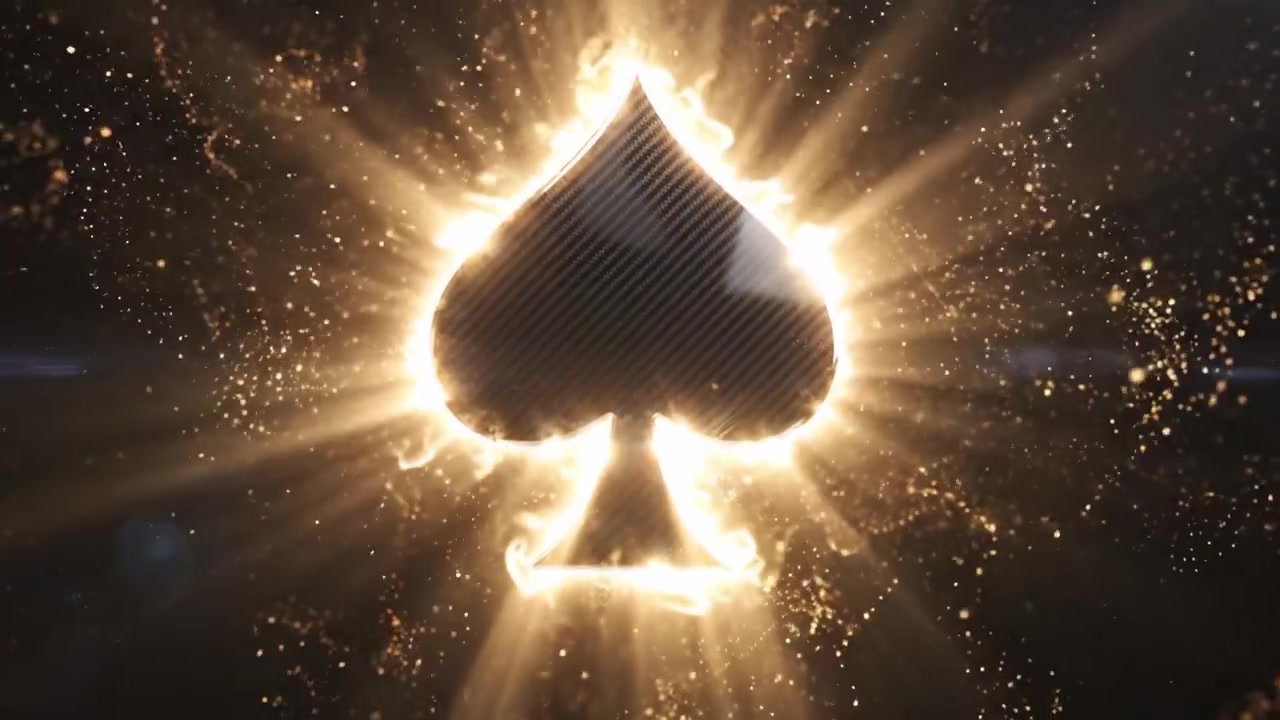 A Stunning Visual Transition from a Radiant Explosion to an Elegant Spade Symbol, Capturing the Essence of Light and Motion in Animation
