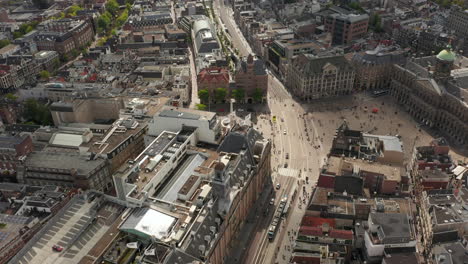 Stadtzentrum-Von-Amsterdam-Antenne-Des-Königlichen-Palastes-Von-Amsterdam-Und-Nationaldenkmal