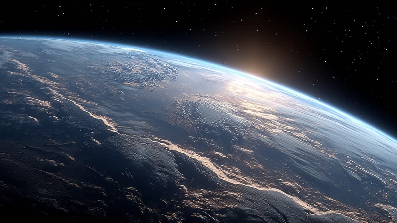 Earth from Space with Sunrise or Sunset