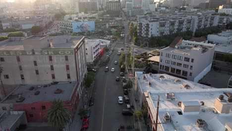 East-Los-Angeles,-California-Arts-District---aerial-flyover