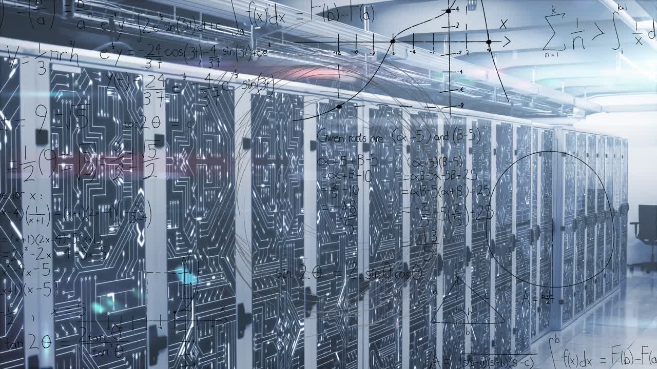 Animation of data processing over server room