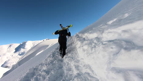 ascent during a ski tour in lech am arlberg, vorarlberg, austria