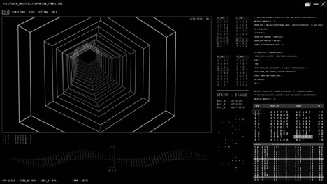motion graphic with scientific and sci-fi tunnel loop on screen