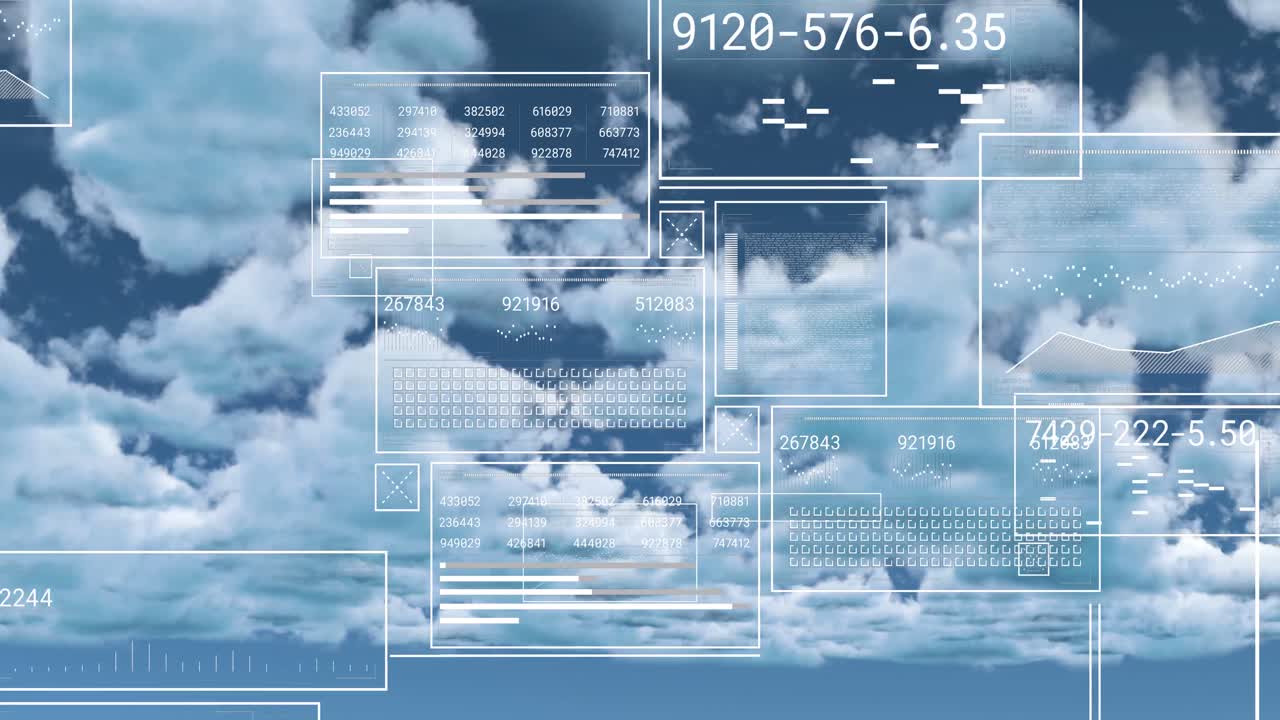 animación del procesamiento de datos a través de nubes