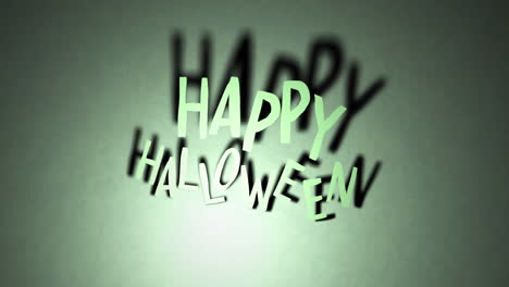 digital animation of light over happy halloween text banner against green background