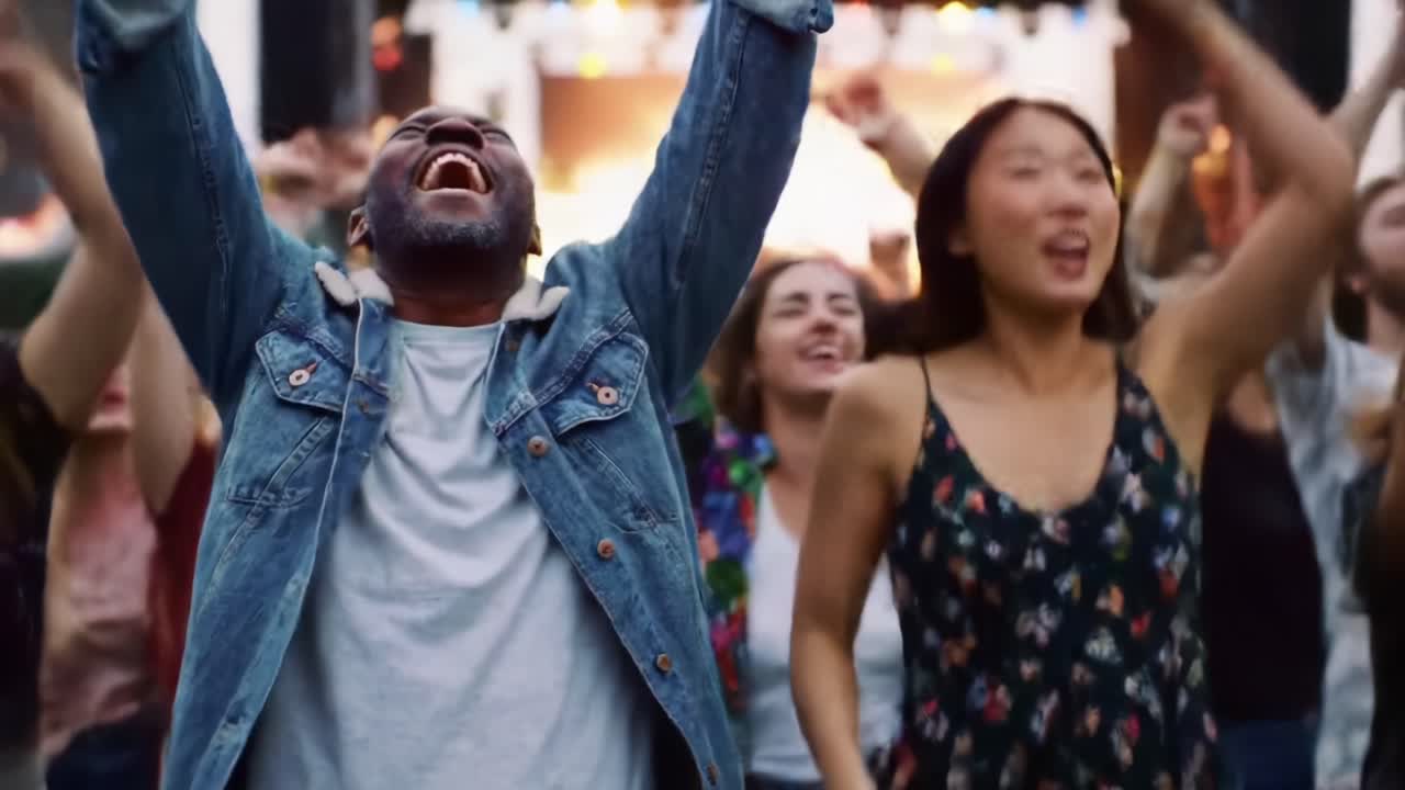 Crowd Celebrates at Outdoor Music Festival With Lively Performances and Joyful Expressions