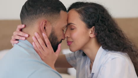 Bedroom,-nose-rub-and-couple-love