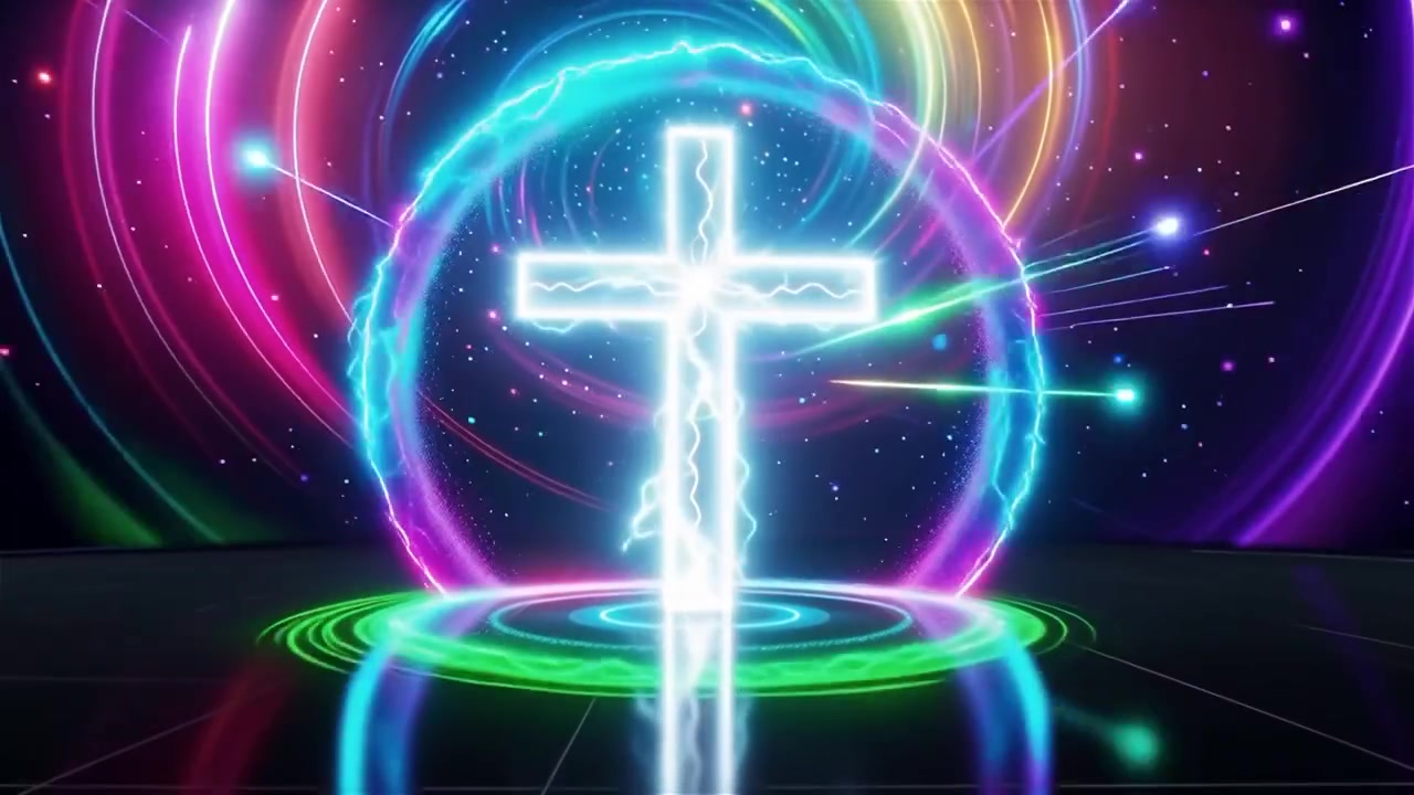 Croce Cristiana Luce Celestiale Sfondo per il Culto.