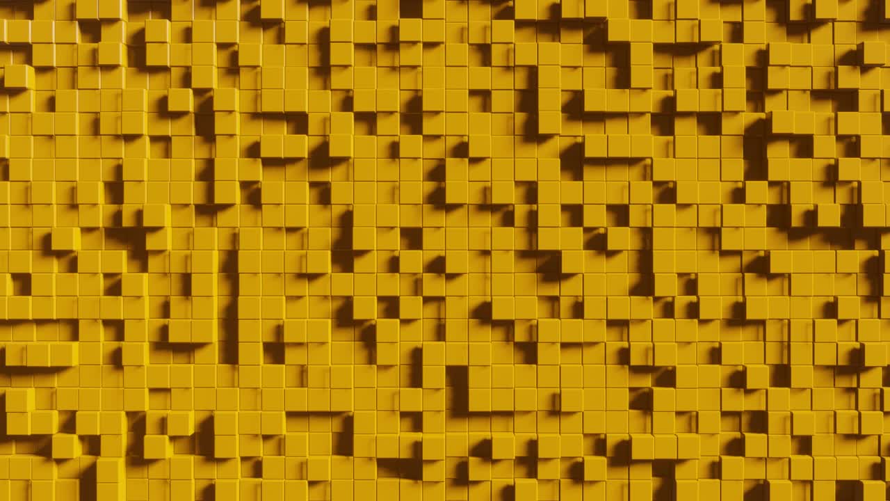 construcción animada abstracta con cubos naranjas. animación de bucle sin costuras 3d moderna. fondo de movimiento sin fin con elementos realistas