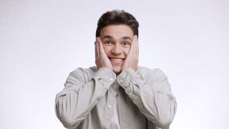 man expressing surprise and excitement