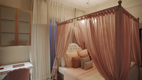 aesthetic bedroom interior design with canopy bed curtains