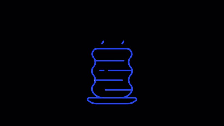 Minimalist Blue Animated Icon of a Steaming Cup