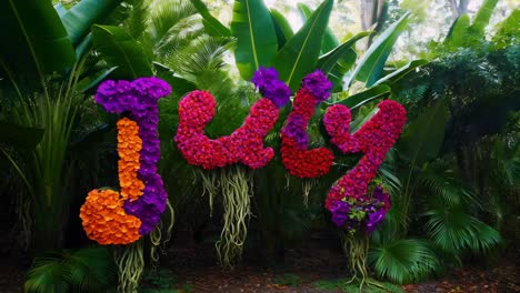 floral display spelling out "july"