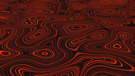 Animation-of-multiple-red-glowing-liquid-shapes-waving-swirling-and-flowing-smoothly-