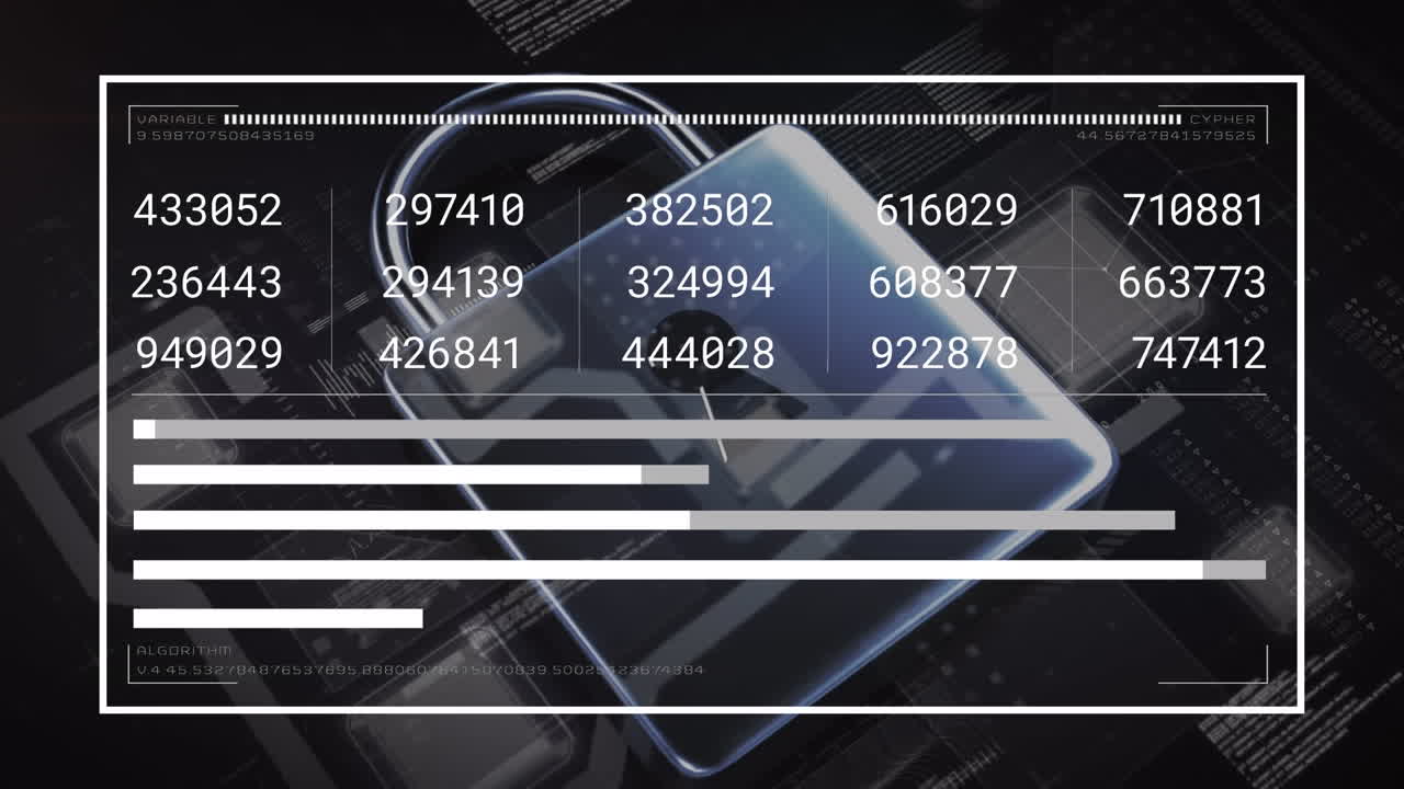 Animation of data processing over online security padlock