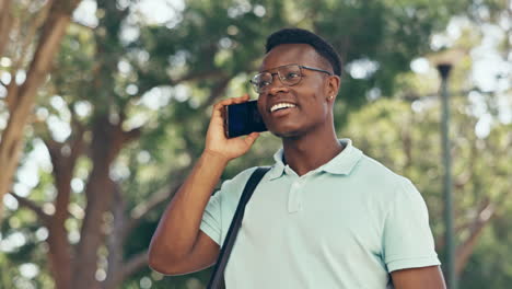 Hello,-phone-call-and-happy-black-man-walking