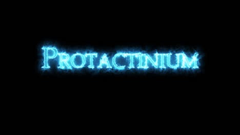 protactinium, chemical element, written with fire. loop