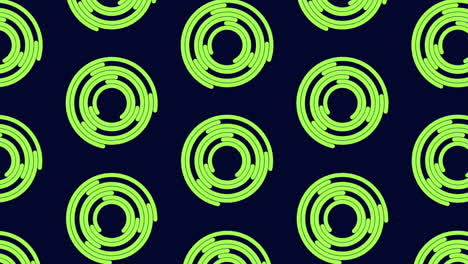 symmetrical spiral yellow circles on dark blue background