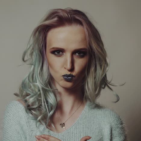 portrait of a beautiful girl with dyed hair,