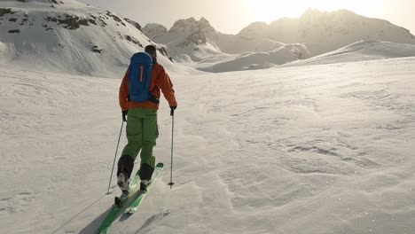 relaxing sun rise ski tour in the austrian alps