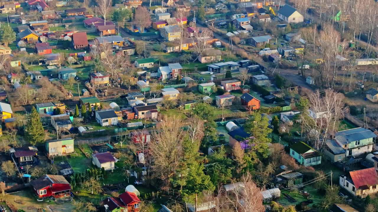 Suburban Riga Latvia community gardens allotments small houses and greenhouses