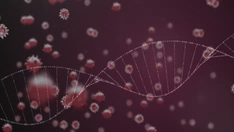 DNA--Und-Coronavirus-Bakterien-Fliegen-über-Den-Hintergrund-Mit-Farbverlauf.